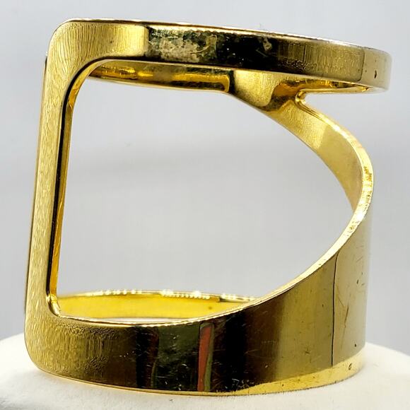 Vince Camuto Gold Tone Asymmetrical Wide Cut-Out Metal Cuff Women's Bracelet - Picture 3 of 8